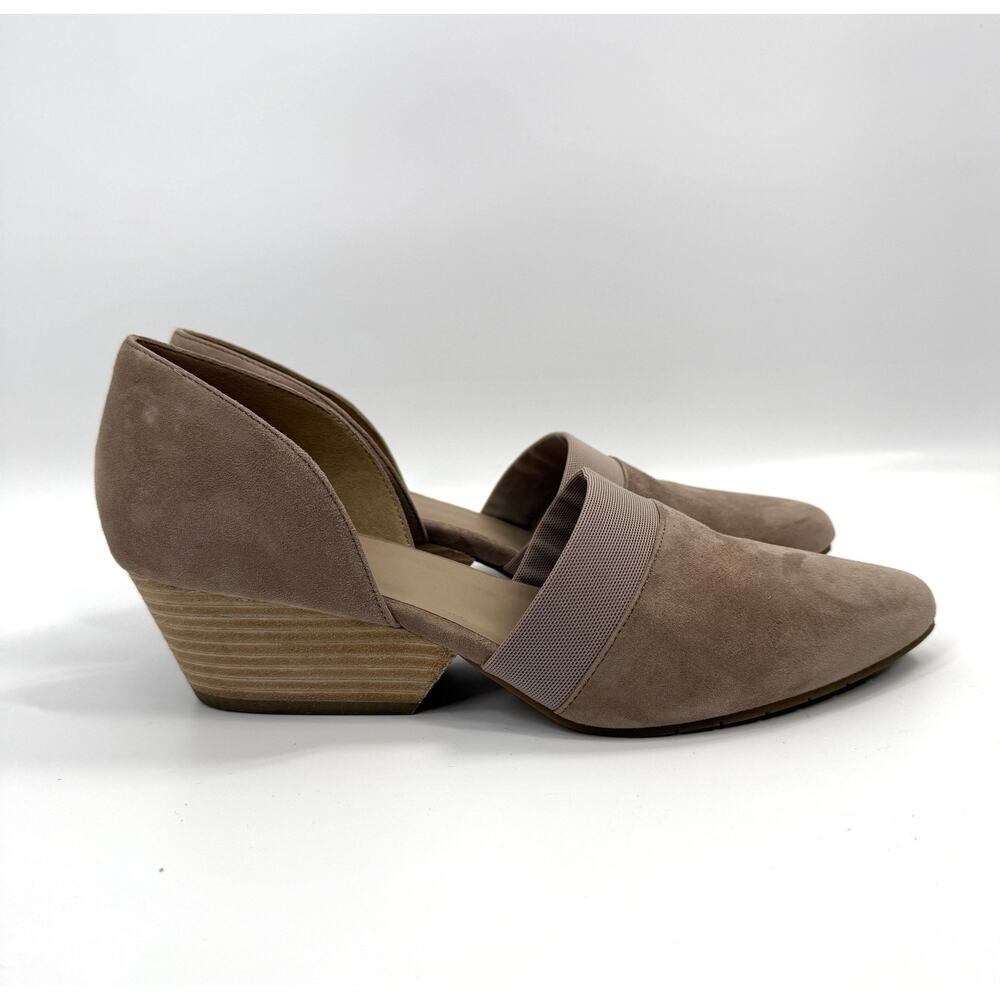 Eileen Fisher Hilly Wedge d'Orsay Pump taupe suede Women’s 11 Slip On Shoes - Picture 3 of 8